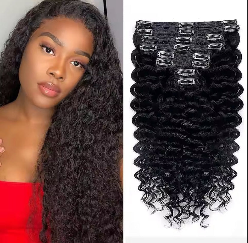 Burmese Malaysian Curly Seamless Clip Ins