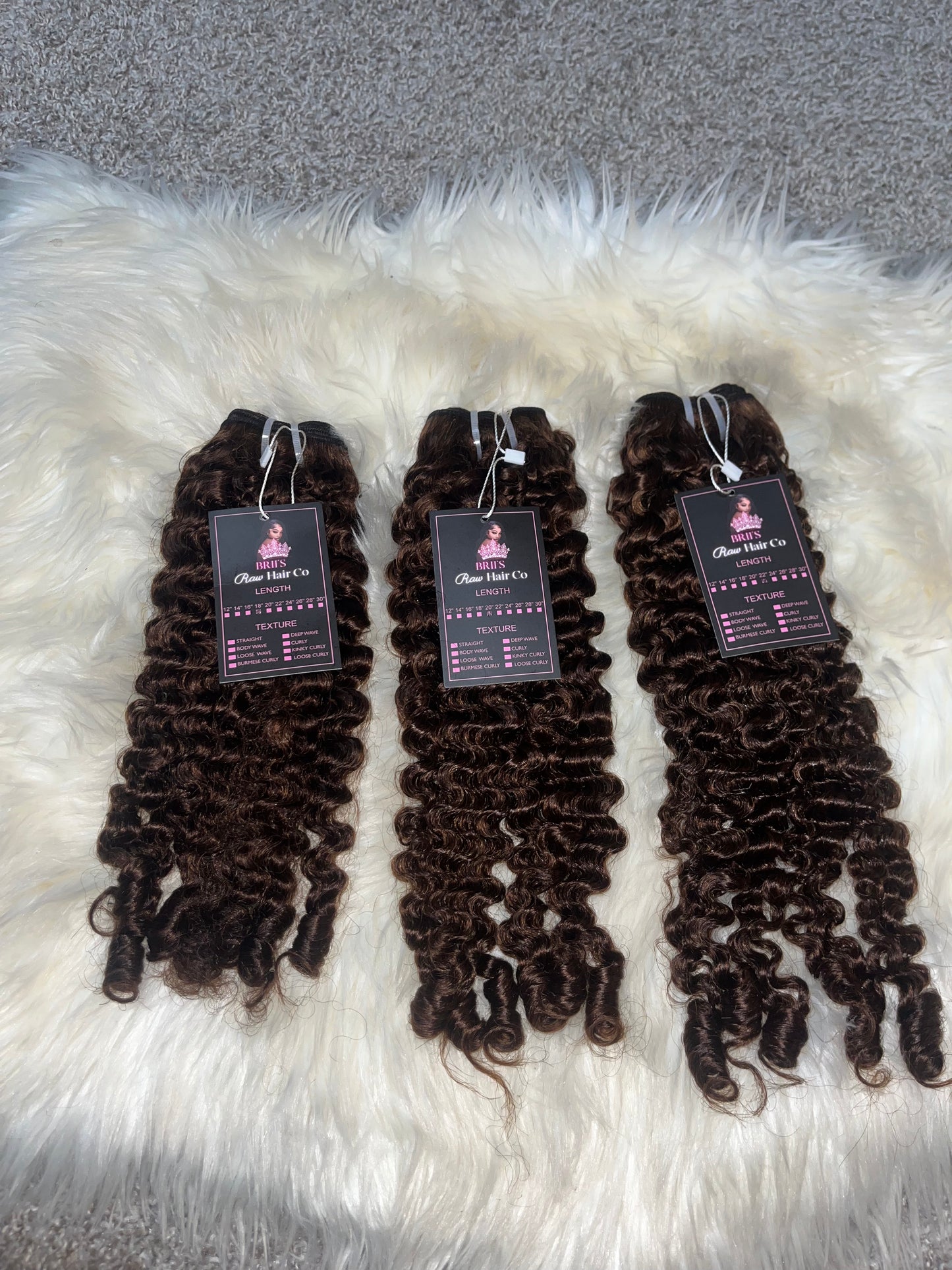 Burmese Deep Curly Bundles Color #4 18”20”22”