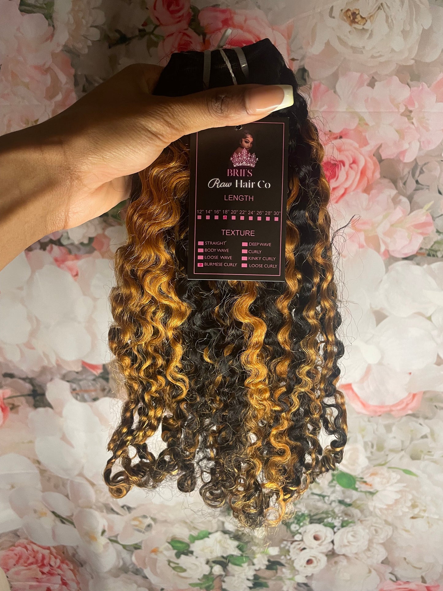 18” Burmese Deep Curly HighLighted Bundle On Hand - BrisRawHairCo
