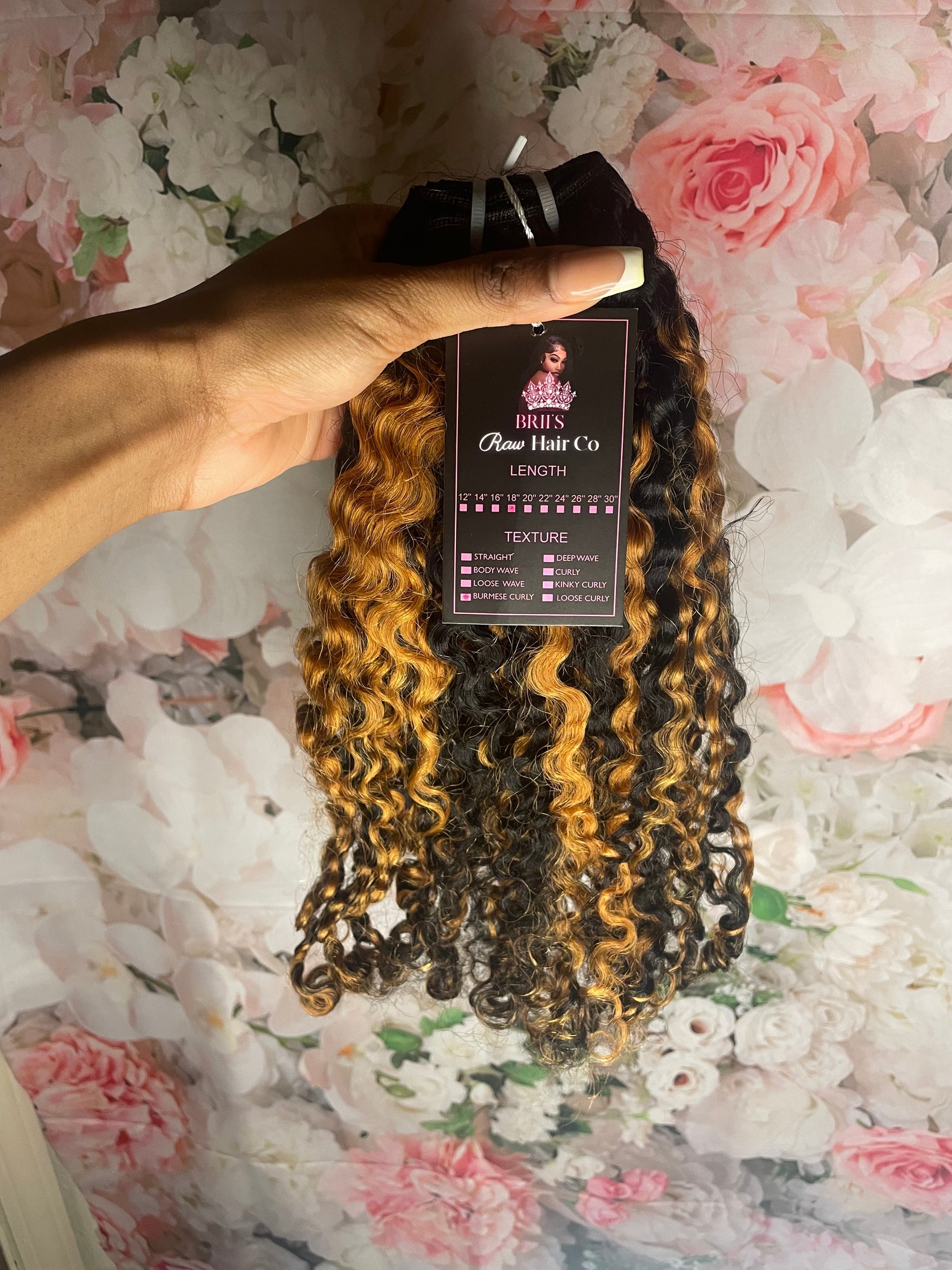 18” Burmese Deep Curly HighLighted Bundle On Hand - BrisRawHairCo