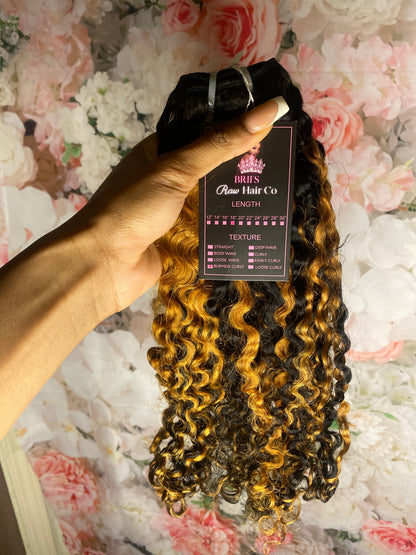 18” Burmese Deep Curly HighLighted Bundle On Hand - BrisRawHairCo