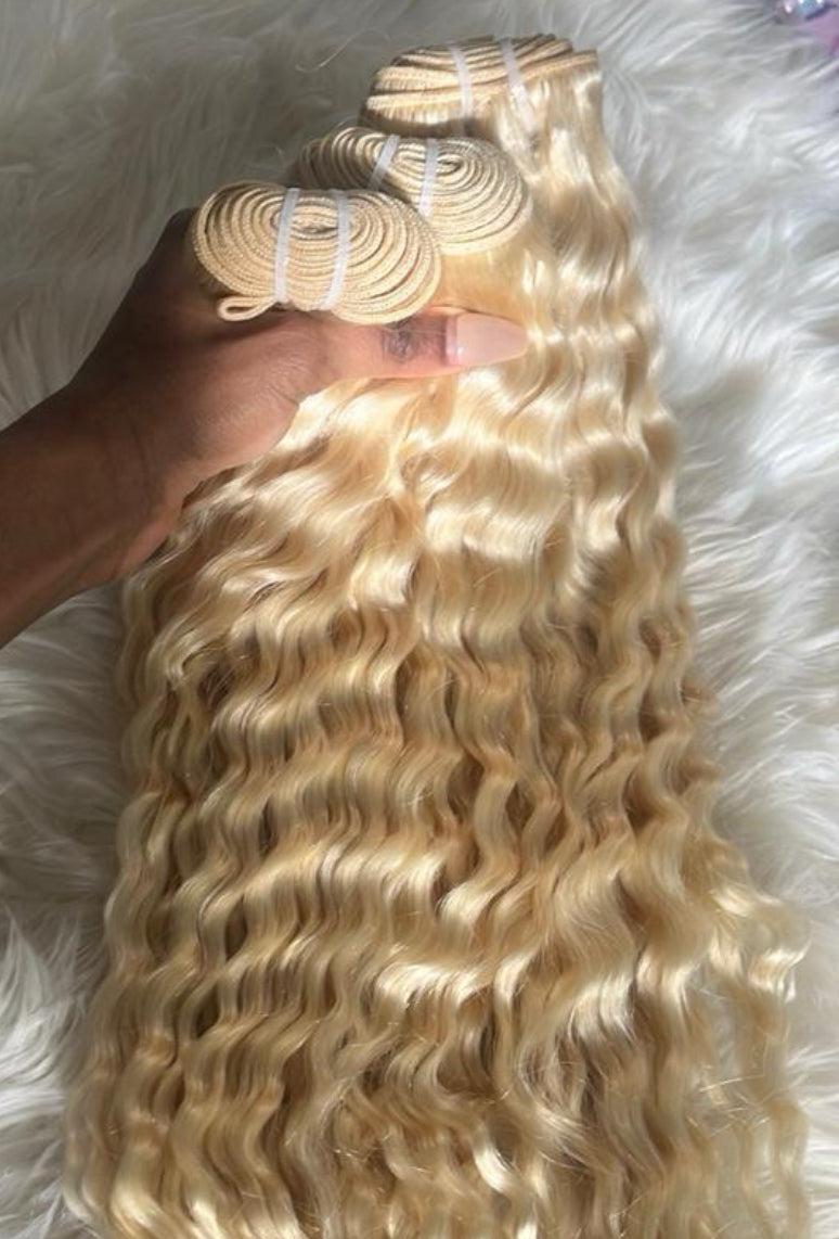 Blonde 613 Burmese Curly Bundles