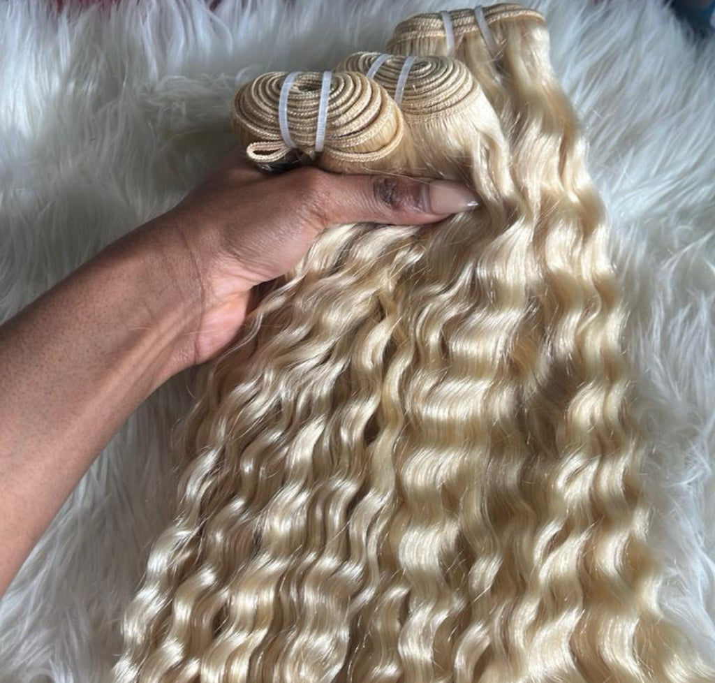 Blonde 613 Burmese Curly Bundles