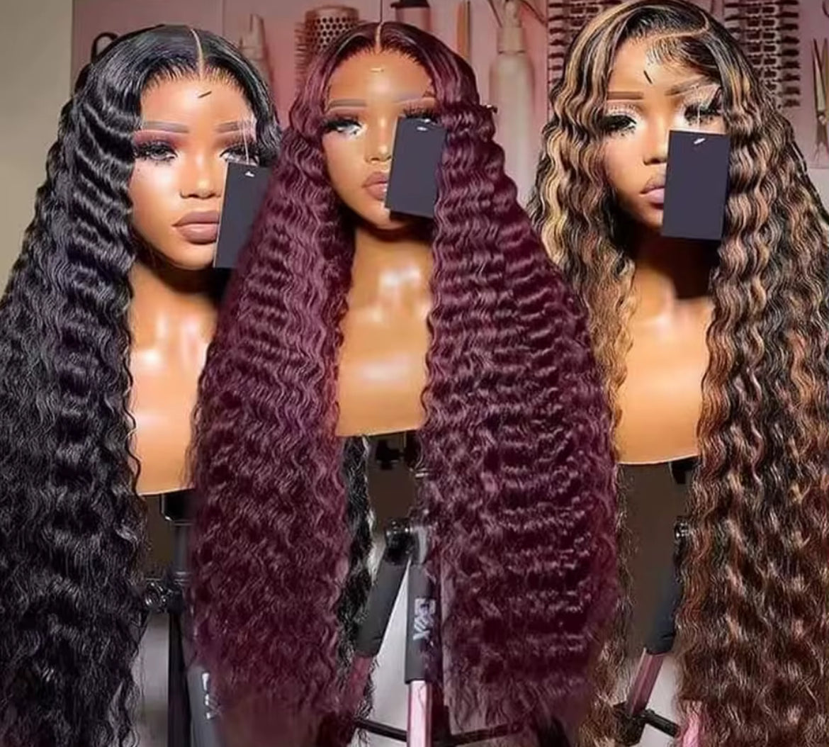 BrisRawHairCo Colored HD Deep Wave Wig 5x5 or 13x4