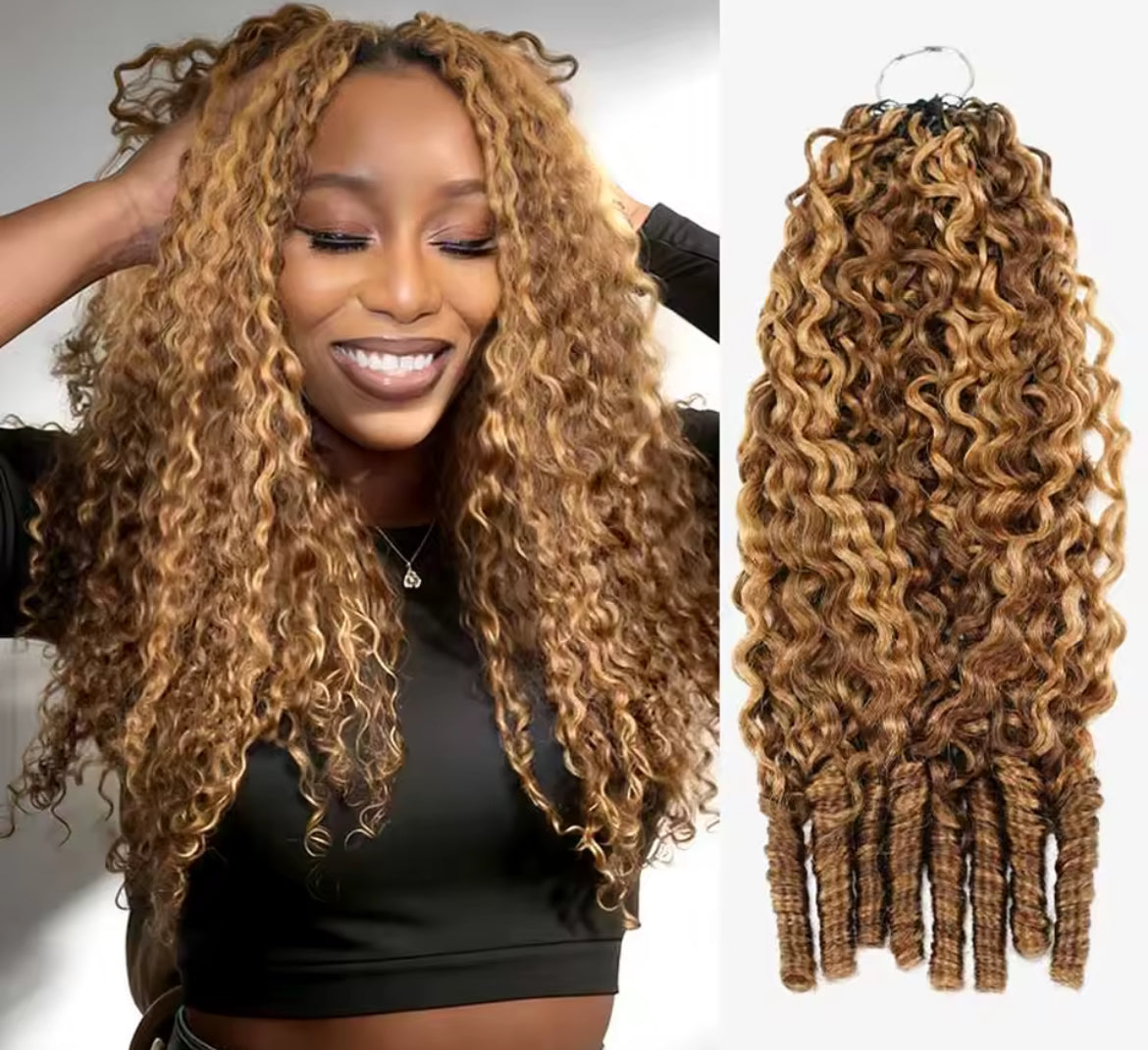 BrisRawHairCo’s 27/30 Burmese Curly Spiral Feather Crochet Hair