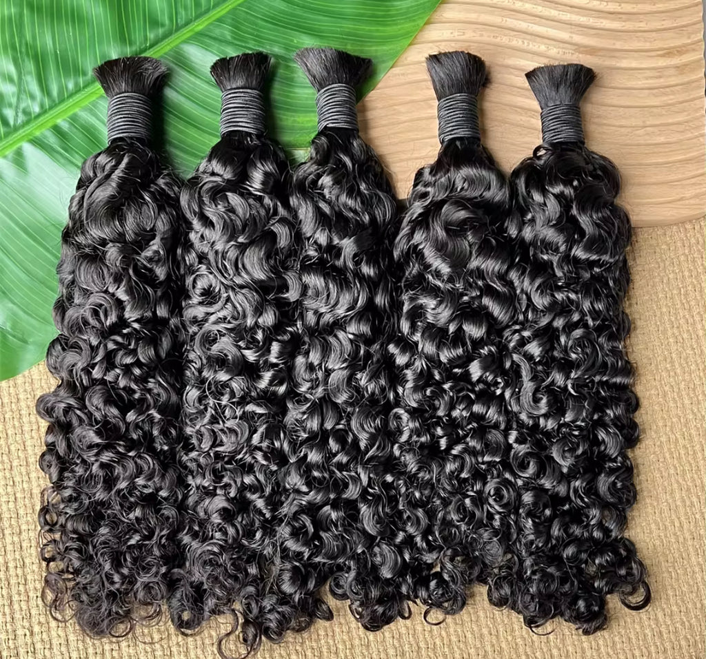 Raw Indian Burmese Curly Weftless Bulk Hair