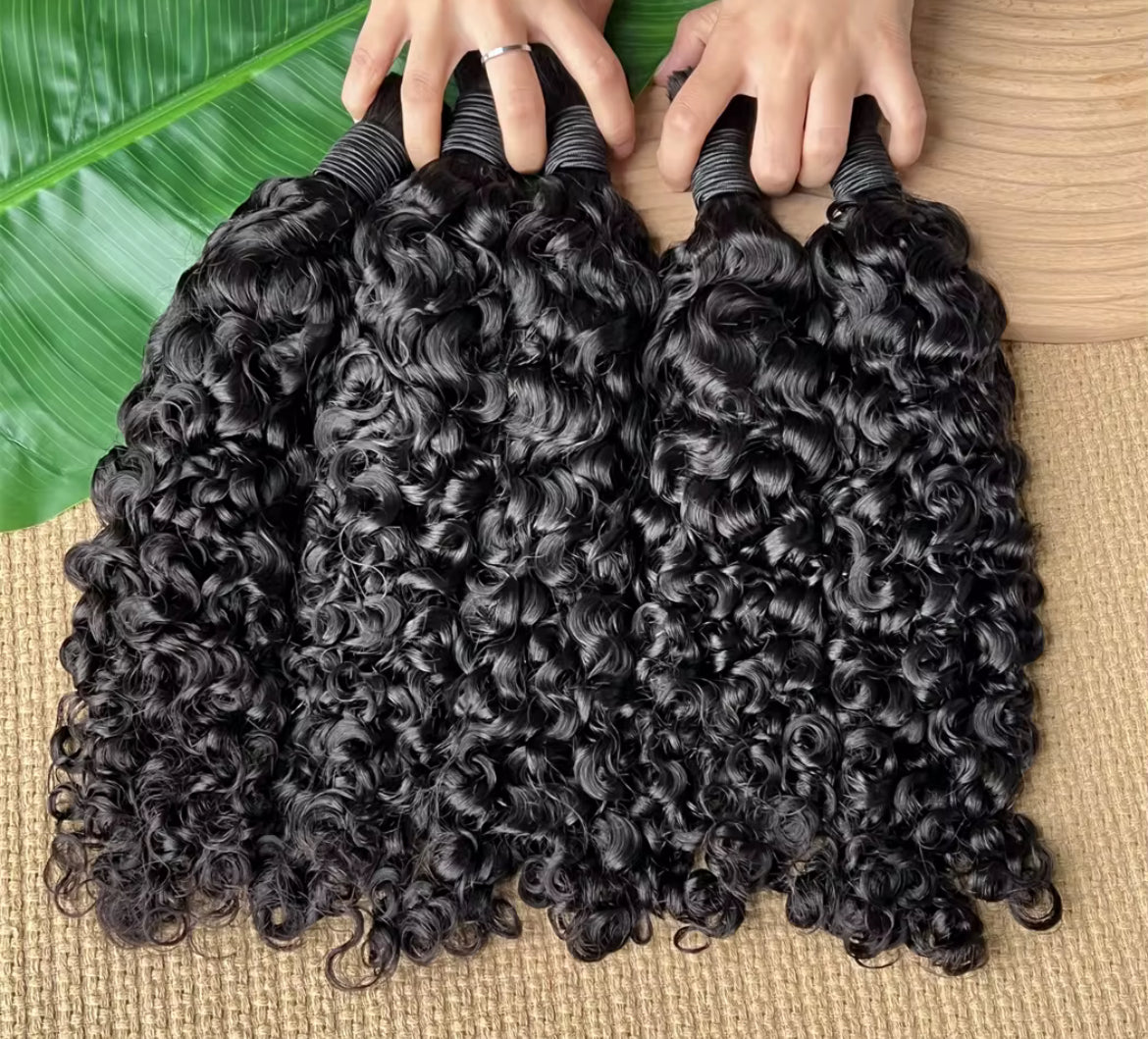 Raw Indian Burmese Curly Weftless Bulk Hair