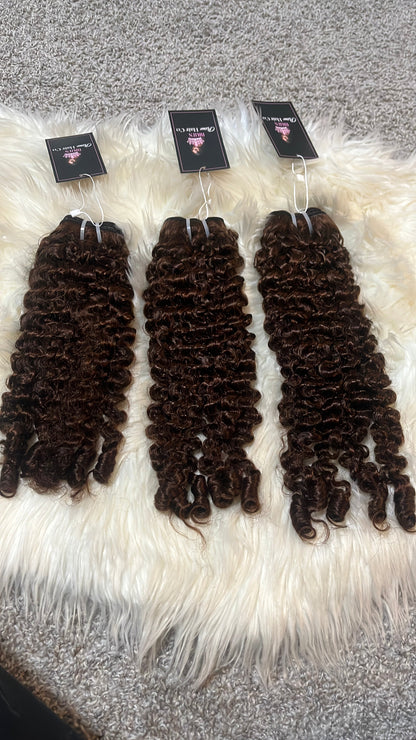 Burmese Deep Curly Bundles Color 4 18”20”22” - BrisRawHairCo
