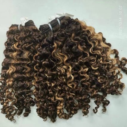 Burmese Deep Curly HighLighted 4/27 Bundles - BrisRawHairCo