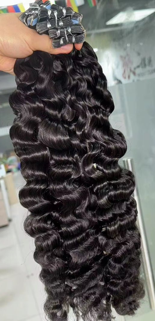 Burmese Loose Deep Curly Tape Ins - BrisRawHairCo