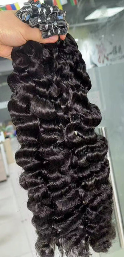 Burmese Loose Deep Curly Tape Ins - BrisRawHairCo
