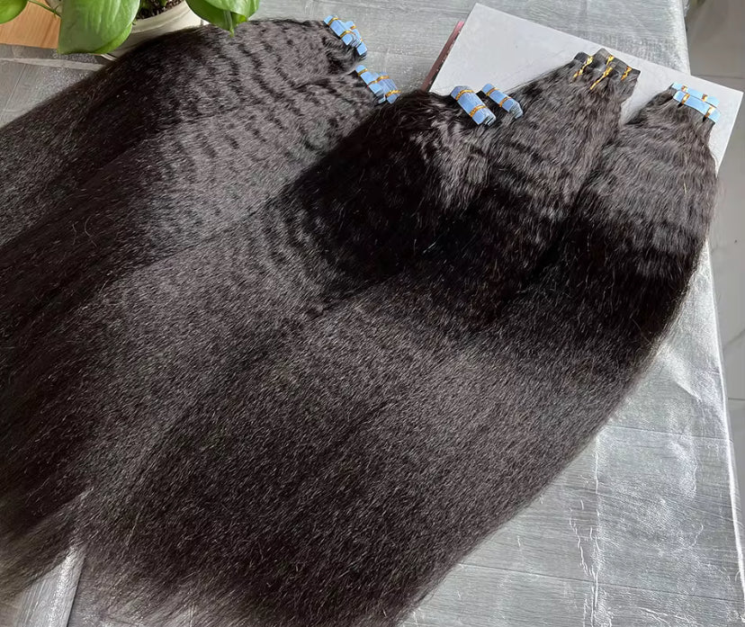 Indian Kinky Straight Tape Ins - BrisRawHairCo