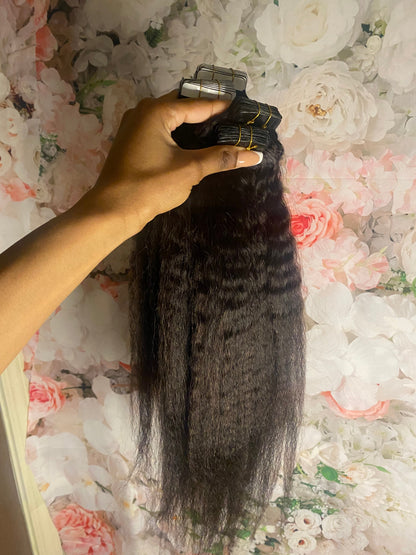Indian Kinky Straight Tape Ins - BrisRawHairCo