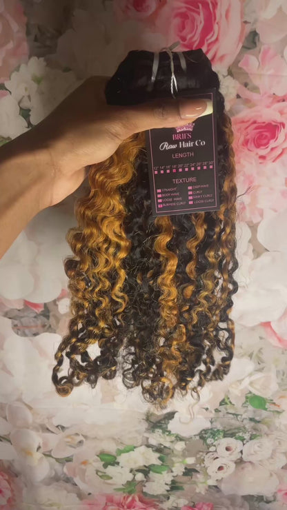 18” Burmese Deep Curly HighLighted Bundle On Hand